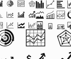 Silhouettes Diagrams Icons vector