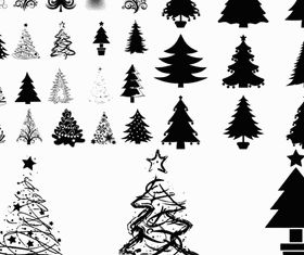 Silhouettes Christmas Trees 2 vector