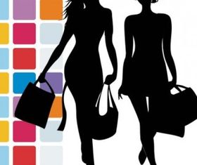 fashion shopping beauty silhouette 04 vector graphic