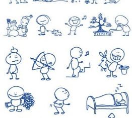 ballpoint pen drawing cartoon clip 2 set vector