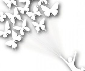 put butterfly kite silhouette vectors