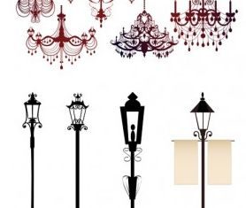 gorgeous chandelier lights silhouette vectors graphics