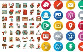 Flat Colorful Icons Mix vector