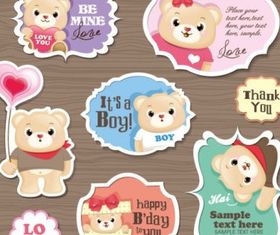 cute cartoon stickers 03 vector design
