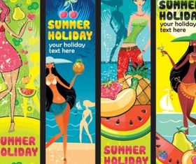 summer female fruit theme banner vector