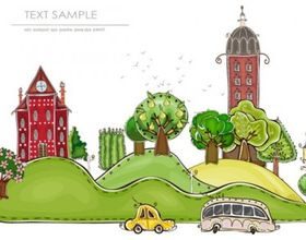 cartoon city building elements 1 vector graphic