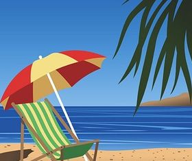 Cest les vacances with beach umbrella illustration vector 04 free download