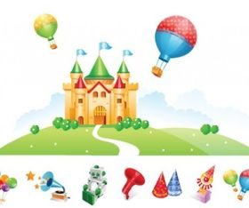 Castle and Toys vector graphic