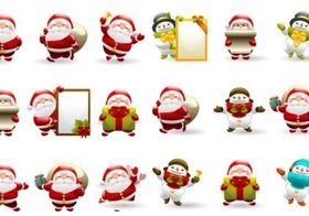 Christmas SantIcon Set design vectors