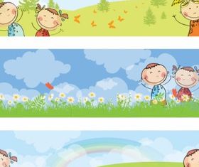 Horizontal kids banners vector