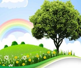 cartoon natural landscape background vector