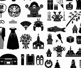 silhouette festival elements vectors