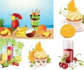 summer drinks ice cream vector