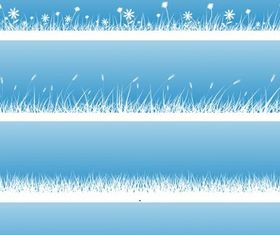 flowers grass silhouette design vectors