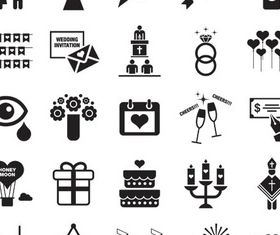 Black Wedding Icons vectors