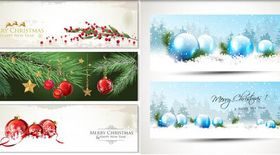 Shiny Christmas Banners vector graphic