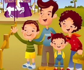 cartoon illustration family 8 vector