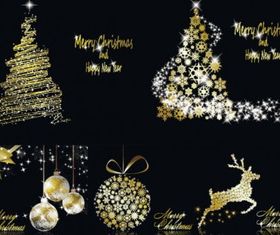 glittering christmas element vector