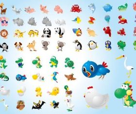 super cute animals vector