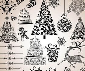 X-mas Vintage Elements set vector