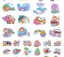 Clip art cartoon character scenes vector