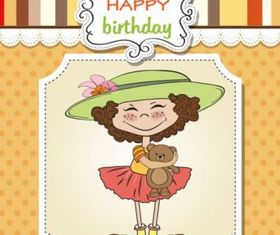 cartoon girl card 03 vector