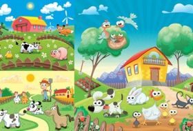 happy farm lovely vectors