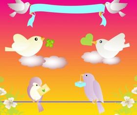 Birds Love free set vector
