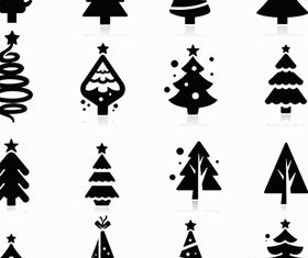 Silhouettes Christmas Trees vectors