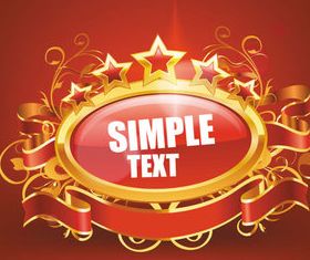 Stars with ribbon lable background shiny vector