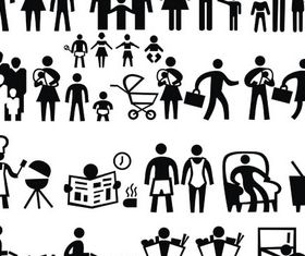 Silhouette Family Icons 2 design vectors
