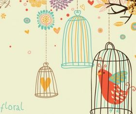 cute birds 6 set vector