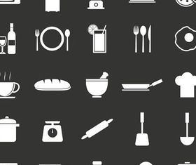 Kitchen Icons Set vectors graphics