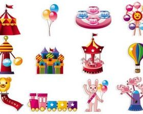 cute cartoon icon playground 01 vector