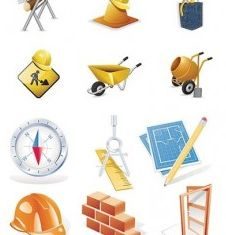 construction site theme icon creative vector