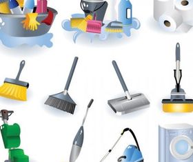 cleaning supplies icon shiny vector