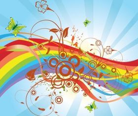 Flower Background with Butterflycreative vector