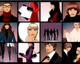 closeup men and women vectors material
