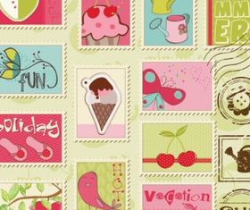 cartoon illustration stamp 02 vector