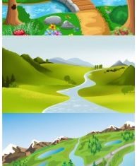 cute cartoon landscape vector graphics