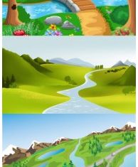 Cartoon landscape vector free download