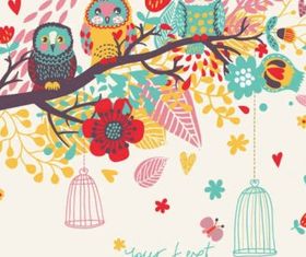 Cartoon bird card background vector