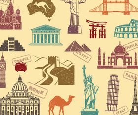World Landmark Elements 3 vectors