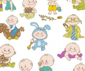 cute cartoon baby 01 Illustration vector