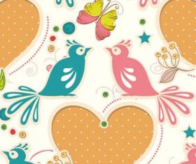 Cartoon love birds pattern Illustration vector