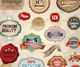 classic label stickers 01 vector