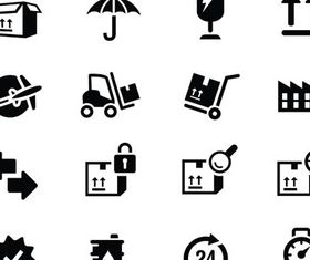 Black Shipping Icons set vector