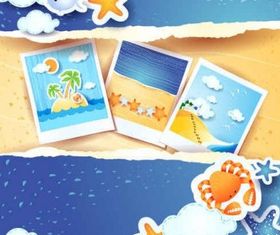 Summer beach background set vector