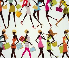 shopping girl 05 vector material