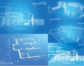 blue solid line draft map vector